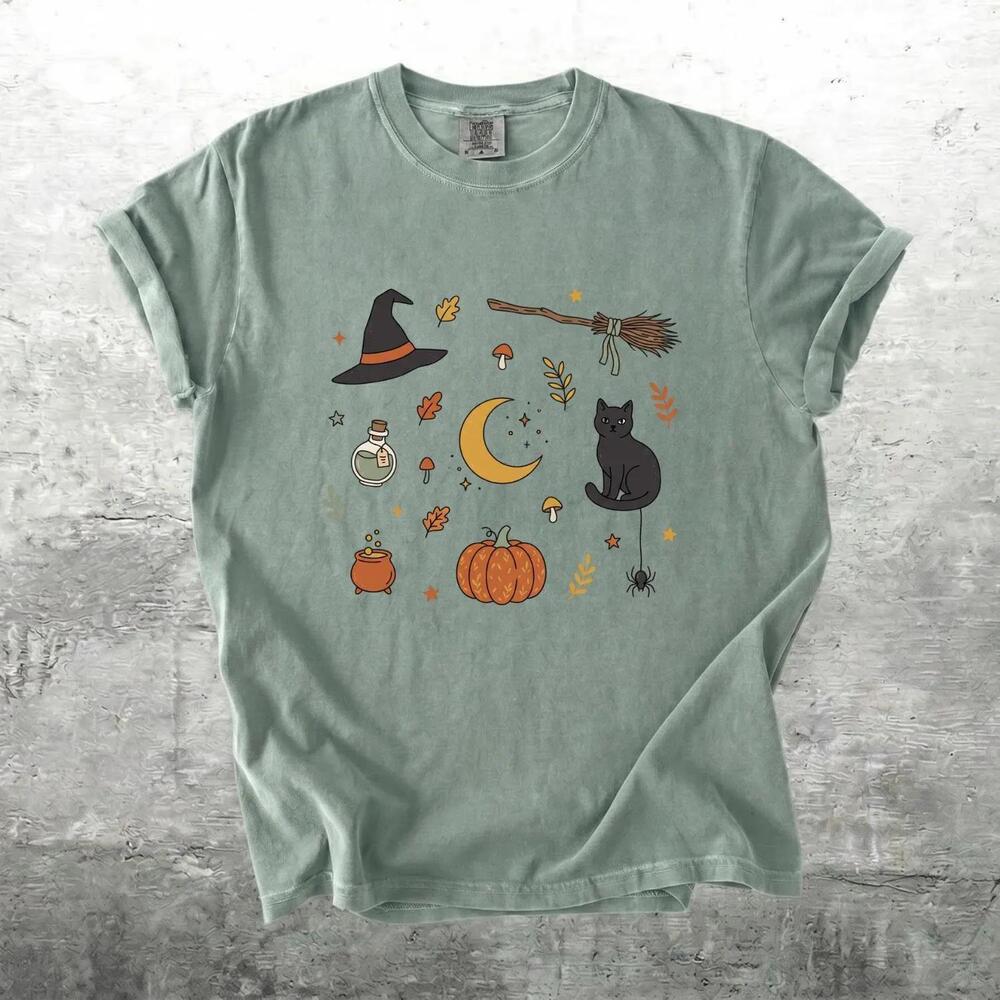 Autumn Witch Essentials Shirt, Tee, Halloween Witch T-Shirt, Cute Fall